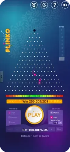 Plinko real money win 200 NZD result in Plinko casino for Plinko NZ New Zealand players